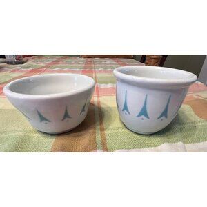 Caribe China L3 Vintage Ceramic Bowls Pair  Turquoise Mid-Century Modern atomic